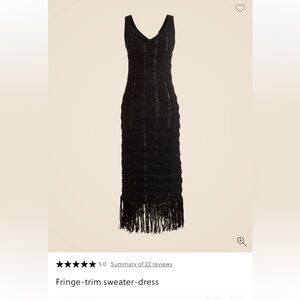 Black J. Crew V-Neck Fringe Knit Dress